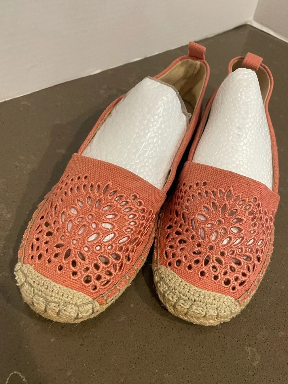 Kelly & Katie Coral Laser-Cut Canvas Espadrilles